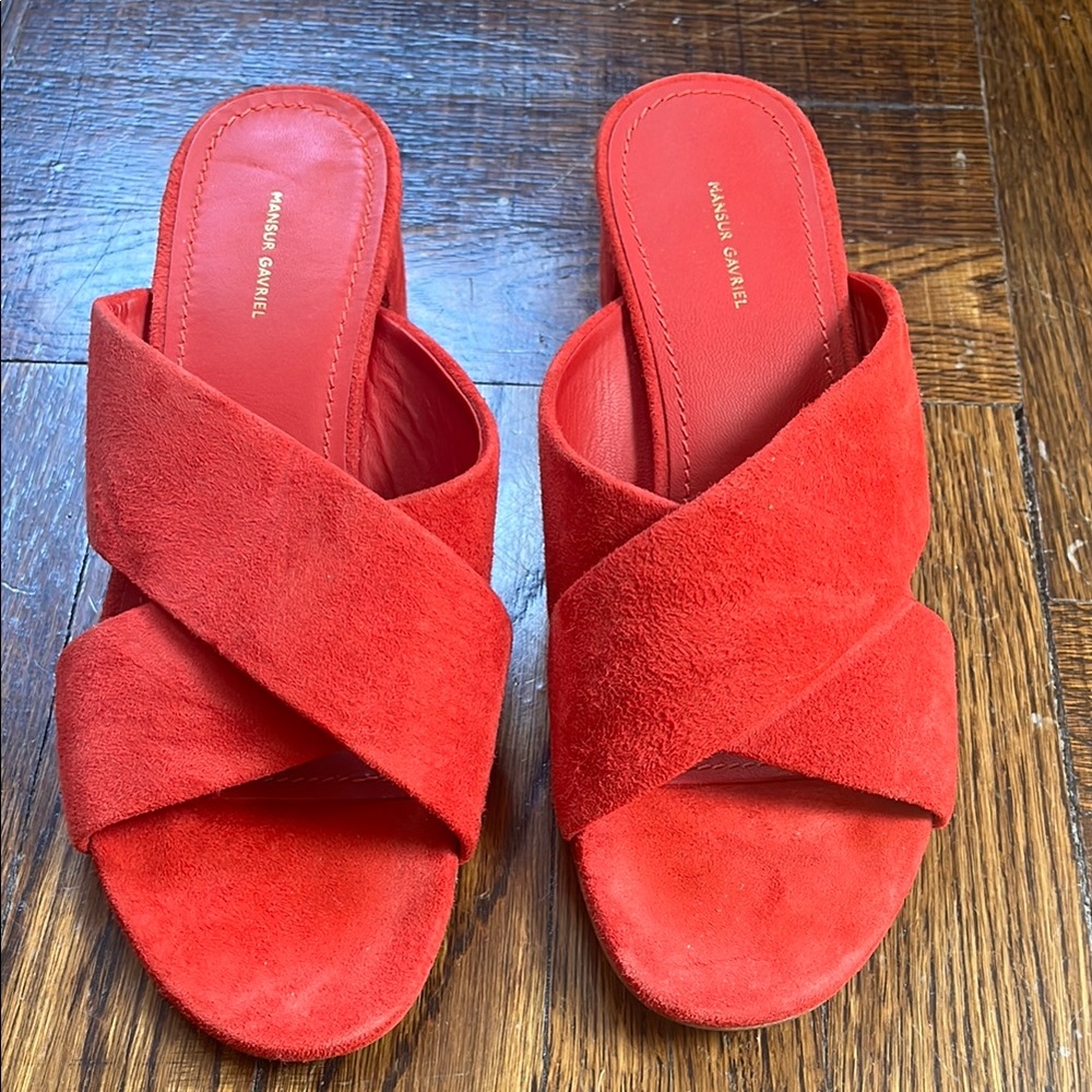 Red Suede Heel Sandals
